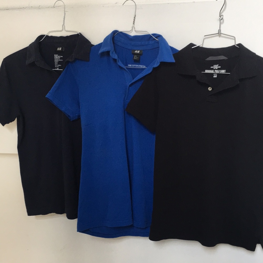 Bundle of 3 H & M Polos Size S Black, Blue, Navy
